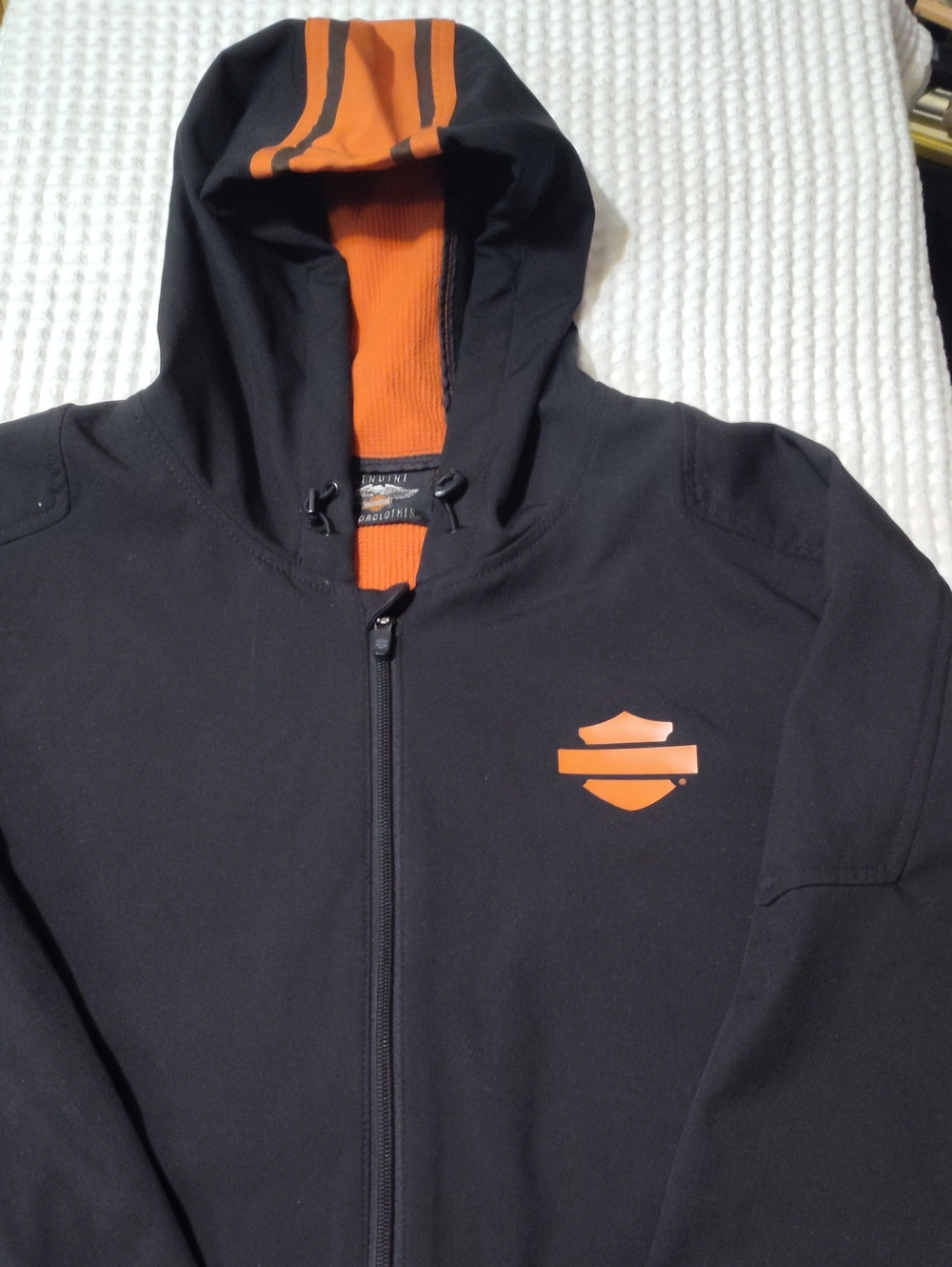Harley-Davidson Black Hooded Zip Jacket with Orange Trim 2XL